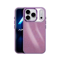 Capa Duro Designer com Glitter para Apple iPhone 17 Pro Max Roxo